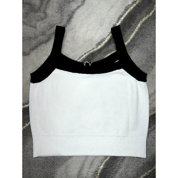 Chanel 23P White Black CC Logo Ribbed Hem Stretch Cotton Knit Top Tank Shirt 38 - Picture 9 of 12